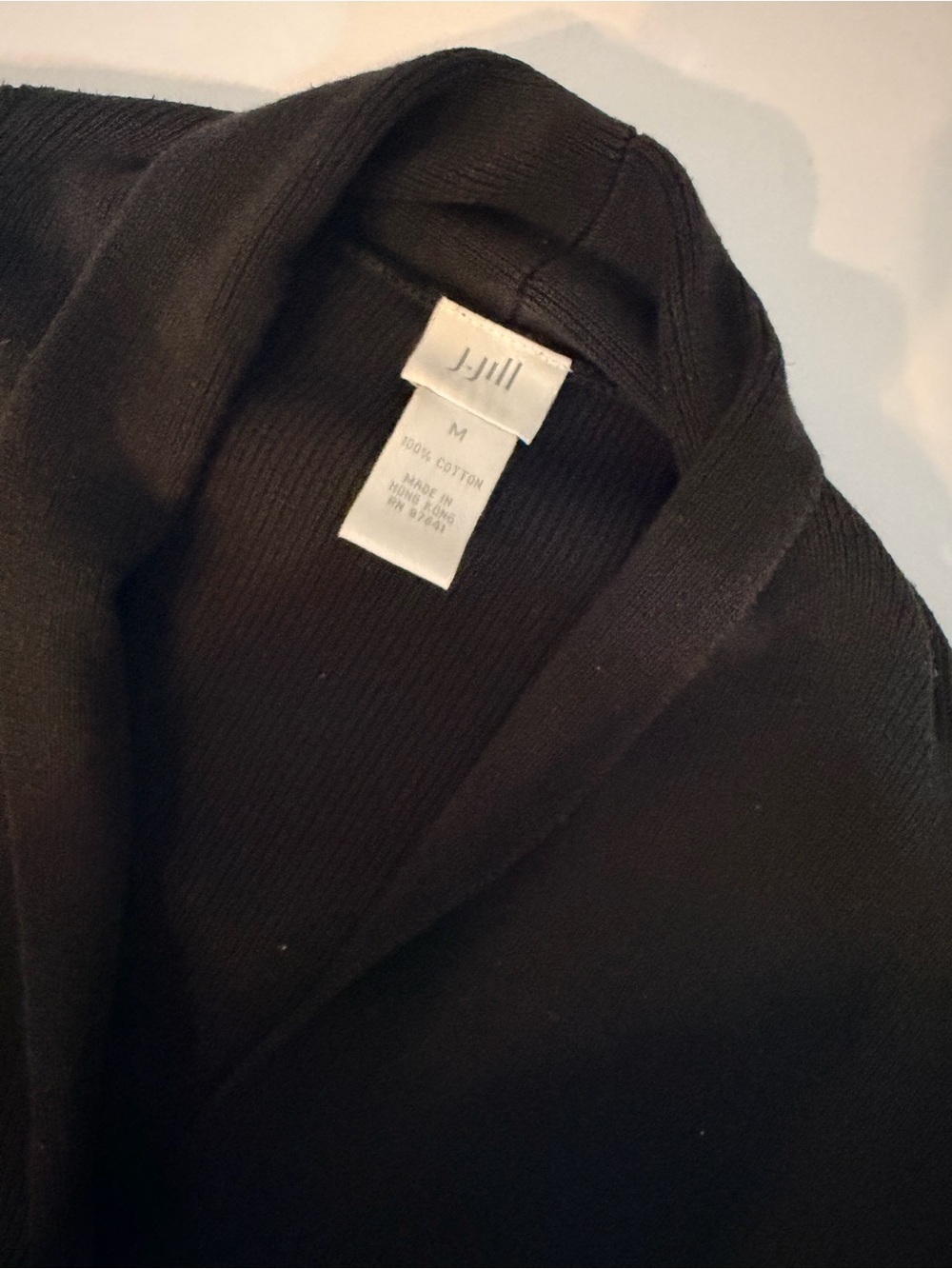 J. Jill Button Front Cardigan Sweater Womens Medium Black Shawl Collar Cotton